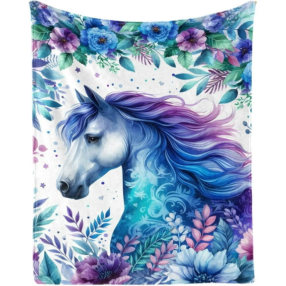 Kuscheln Horse Throw Blanket, Soft Horse Flannel Blanket for Girls Boys Kids Horse Lovers, Horse Gifts for Girls Women, Warm All Season Lap, Chair, Sofa Blanket