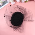 thumbnail image 5 of Kesenlong veil hat Womens Black Woolen Hat Topper Mesh Fishnet Veil Small Hair Clips Funeral Headwear Hair Accessory, 5 of 7