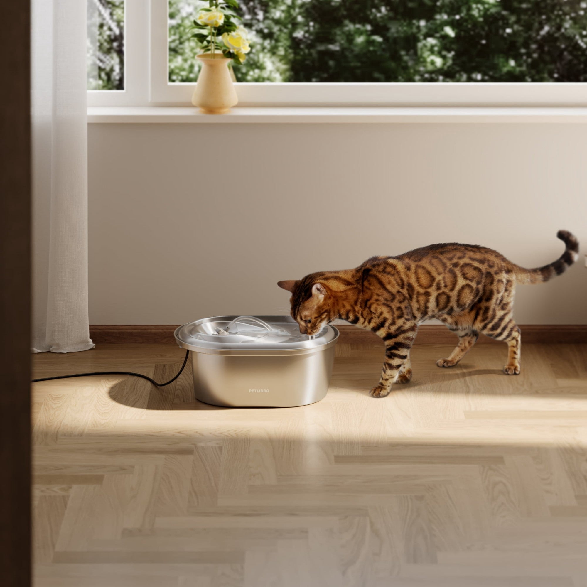 PETLIBRO Stainless Steel Cat Water Fountain, 101oz/3L, Automatic Dispenser with 4 Filters & Sponges