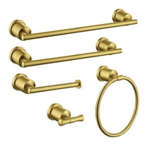 Kingston Brass BAHK9112478BB Mathsson 5-Piece 18" and 24" Towel Bars Bathroom Accessory Set, Brushed Brass