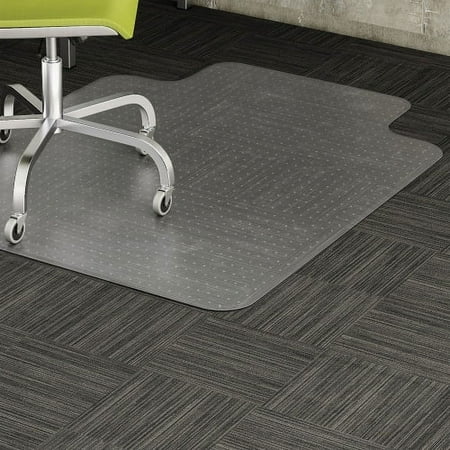 UPC: 0035255691598 | Lorell Wide Lip Low-pile Chairmat Carpeted Floor – 60  Length x 45  Width x 0.12  Thickness – Lip Size 12  Length x 25  Width – Vinyl – Clear