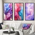 thumbnail image 1 of Designart "Red Blue Ink Waves Pure Abstraction III" Abstract Liquid Ink Framed Wall Art Set Of 3 - Purple Modern Frame Gallery Set For Office Decor, 1 of 6