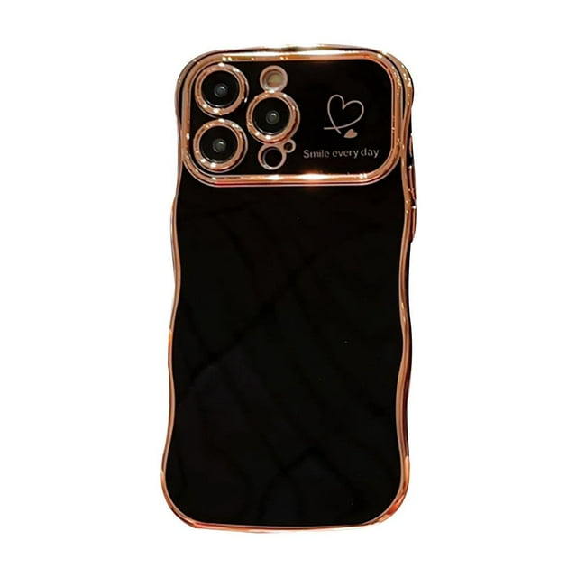 Fokuz Electroplated Large Wave Mobile Phone Case Side LoveFall Protective Cover Suitable For15Promax Mobile Phone Case