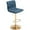 Blue, Gold Brushed Base, variant on Modern Upholstered Bar Stool with Back Set of 2, Armless 360° Swivel Adjustable Height Linen Padded Bar Chair for Kitchen Island, Dining Room, or Café (Dark Gray)