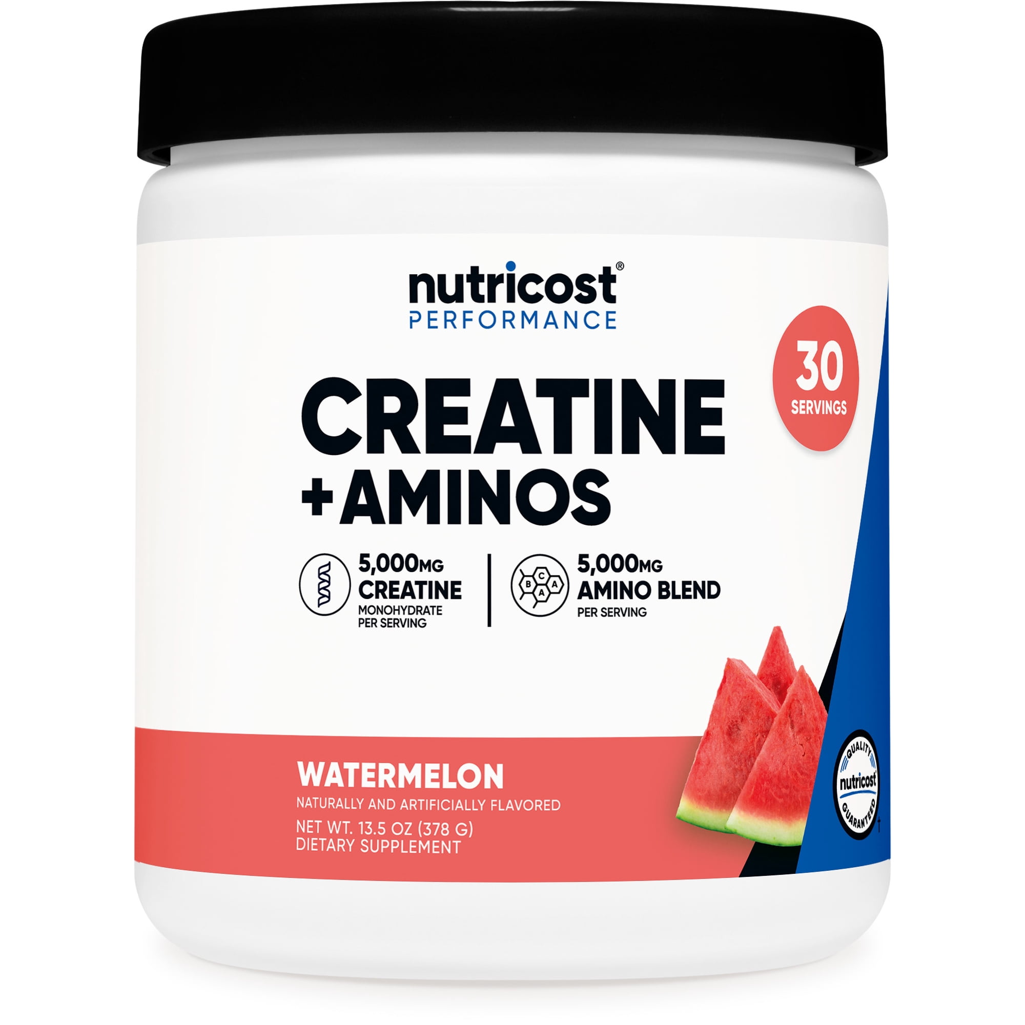 Nutricost Creatine + Aminos 30 Servings (Watermelon Flavored) - 5,000mg Creatine Monohydrate + 5000mg Amino BCAA Blend Per Serving