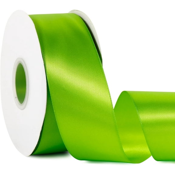 Apple Green 2" X 50 Yards Solid Color Satin Ribbon, Double Faced High Density Polyester Fabric Ribbon for Gifts Wrapping, Wedding, Party, Crafts, Hair Bows, Home DIY Decor Ornaments Apple Green 2\