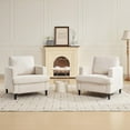 thumbnail image 4 of Modern Accent Chair, Upholstered Reading Armchair with Wood Legs, Mid-Century Leisure Comfy Single Sofa Chair for Living Room, Bedroom, Home, Office, Beige, 4 of 8