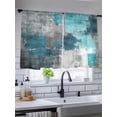 thumbnail image 5 of Sheer Curtains 54 Inch Length 2 Panels Set for Kitchen, Teal Grey Semi Sheer Curtains for Windows, Modern Oil Painted Abstract Art Aesthetics Voile Window Treatments Rod Pocket Curtain, 5 of 7