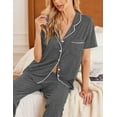 thumbnail image 3 of Ekouaer Womens Button-Down Pajama Set Soft Short Sleeve Sleepwear with Long Pants, 3 of 4