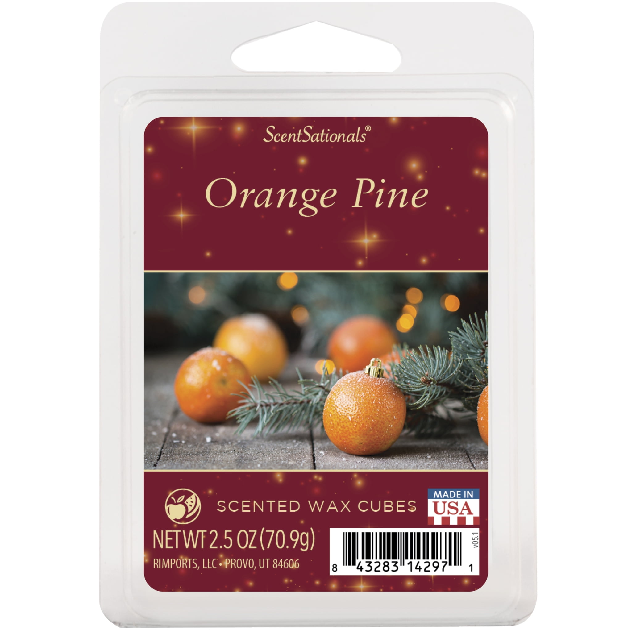 Orange Pine Scented Wax Melts, ScentSationals, 2.5 oz (1 Pack)