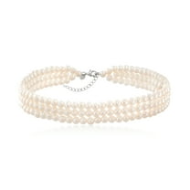 Ross-Simons 5-6mm Cultured Pearl 3-Row Choker Necklace in Sterling Silver, Women's, Adult