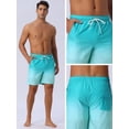 thumbnail image 5 of DARING DIVA Men's Gradient Color Drawstring Elastic Waist Lining Swimming Trunks 36 Light Blue, 5 of 6