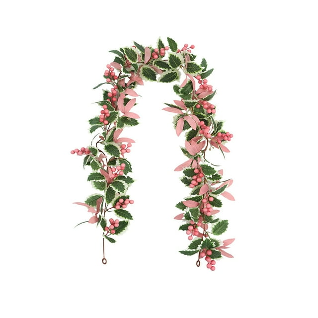 Vigne en Rotin Artificielle de Noël avec Baies Rouges 165 cm de Long pour Décoration de Maison des Fêtes Couronne Suspendue Manteau de Cheminée Escalier
