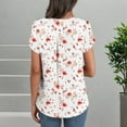 thumbnail image 4 of Njagoc3 Womens Short Sleeve V-Neck Floral Print Blouse - Summer Loose Casual Top (White with Red Floral), 4 of 6