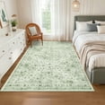 thumbnail image 3 of Garvee 5'x7' Vintage Floral Print Area Rugs with Non-Slip Backing, Washable Rug Oriental Distressed Carpet Soft Low Pile Indoor Mats for Living Room Bedroom Dining Room, Green, 3 of 7