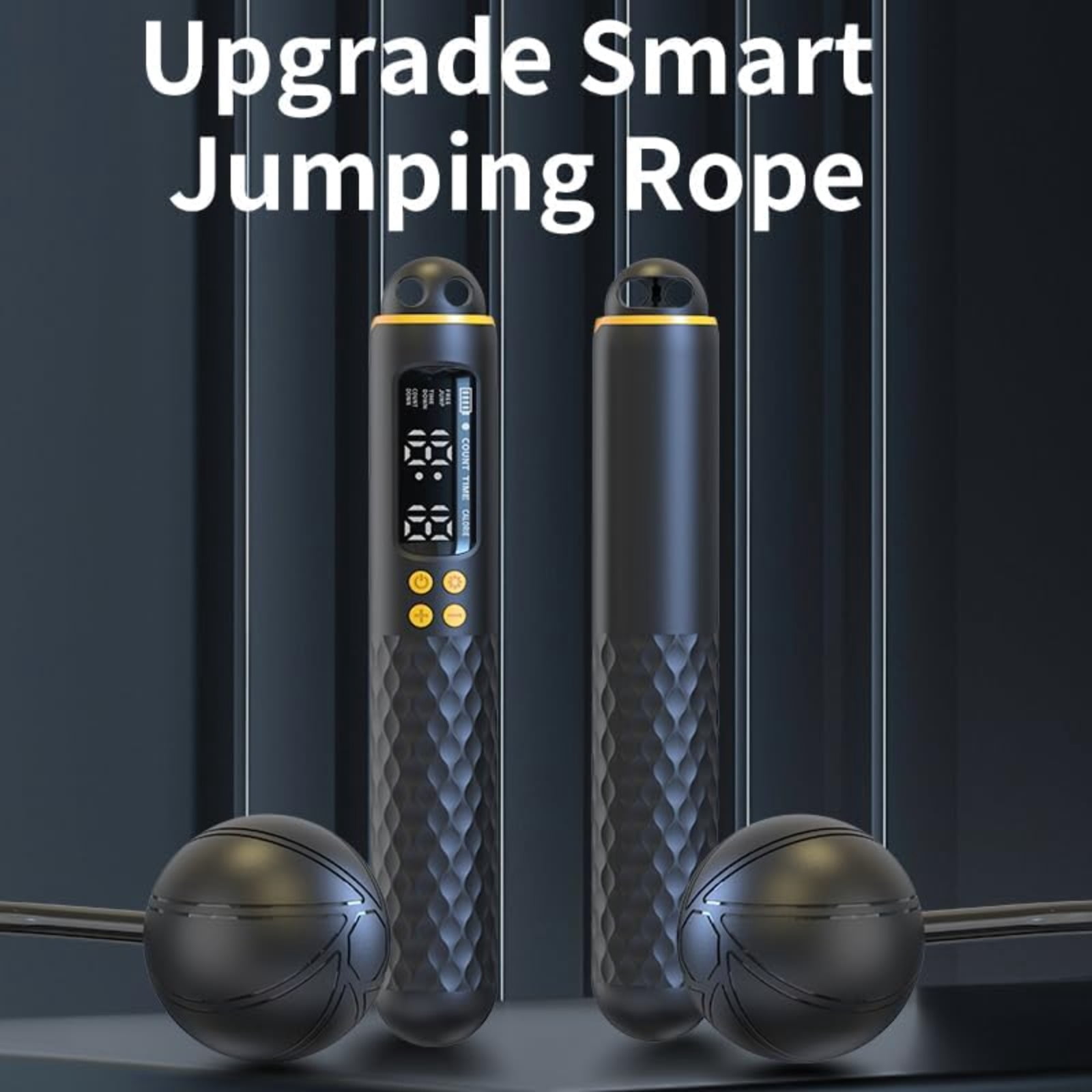 Digital Jump Rope with Calorie Counter, Weighted Handles for Men Women Kids, Includes 6 Sweatbands