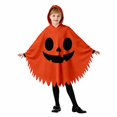 thumbnail image 4 of Arlun Halloween Pumpkin Face Capes for Kids Funny Cute Spooky Ghost Costume Hooded Cape Boys and Girls Soft Cozy Loose Sawtooth Hem Capelet for Dress up Cosplay Party F-Orange XS, 4 of 5