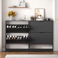 thumbnail image 4 of FANRAL Shoe Cabinet with 2 Flip Drawers & Open Storage,Fluted Shoe Storage Cabinet Rack Organizer with Adjustable Shelves for Entryway,Closet,Hallway,Black, 4 of 8