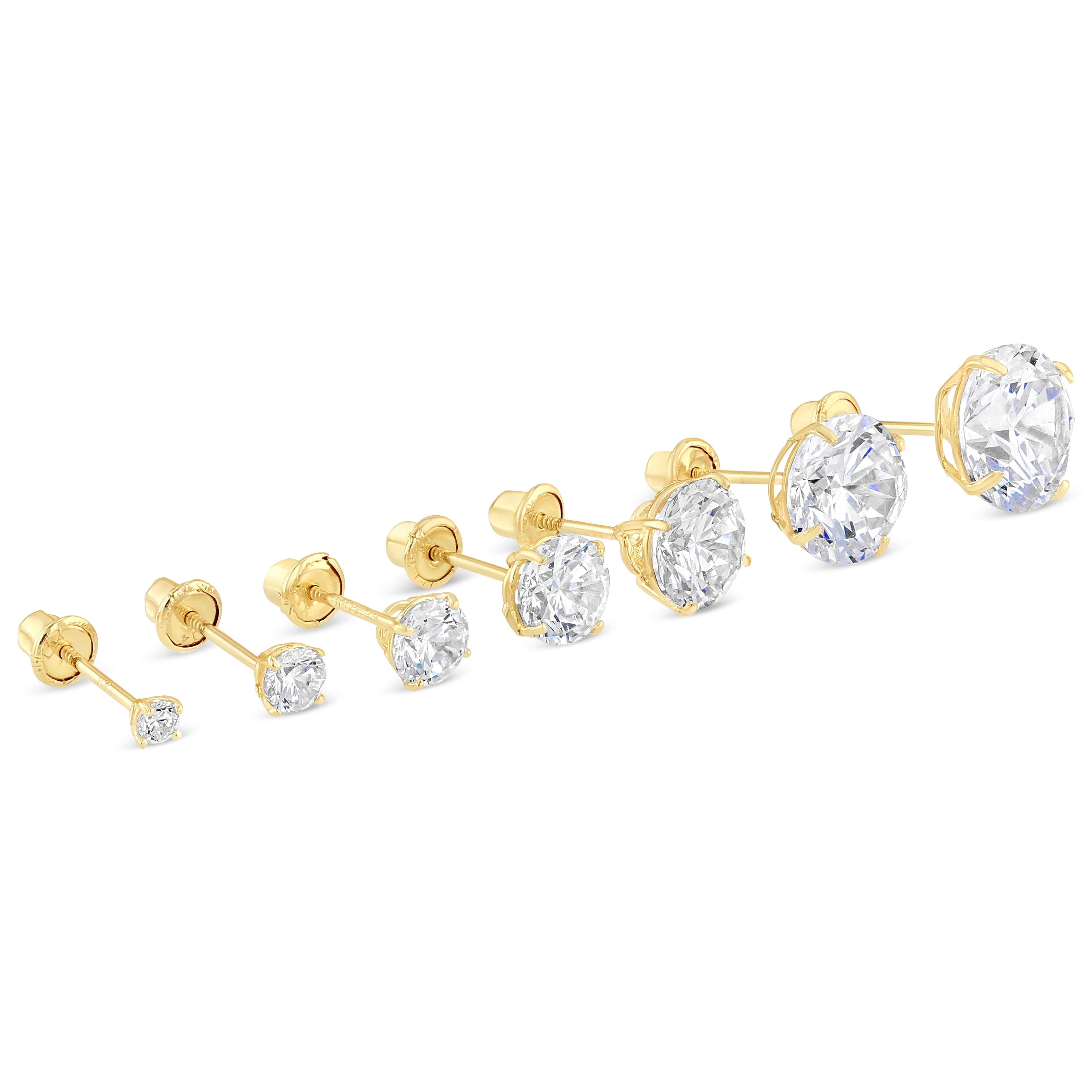 14K Yellow Gold Round Solitaire Cubic Zirconia CZ Stud Screw Back Earrings - 2ct (8mm) 14K Yellow Gold Round Solitaire Cubic Zirconia CZ Stud Screw Back Earrings - 2ct (8mm)