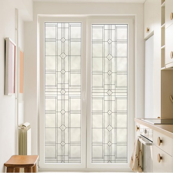 Artscape Geneva | Privacy Window Film with Textured Leaded Glass Pattern | Non-Adhesive & UV Protection | Easy to Apply & Removable | 24 x 36 Inches | Made in USA