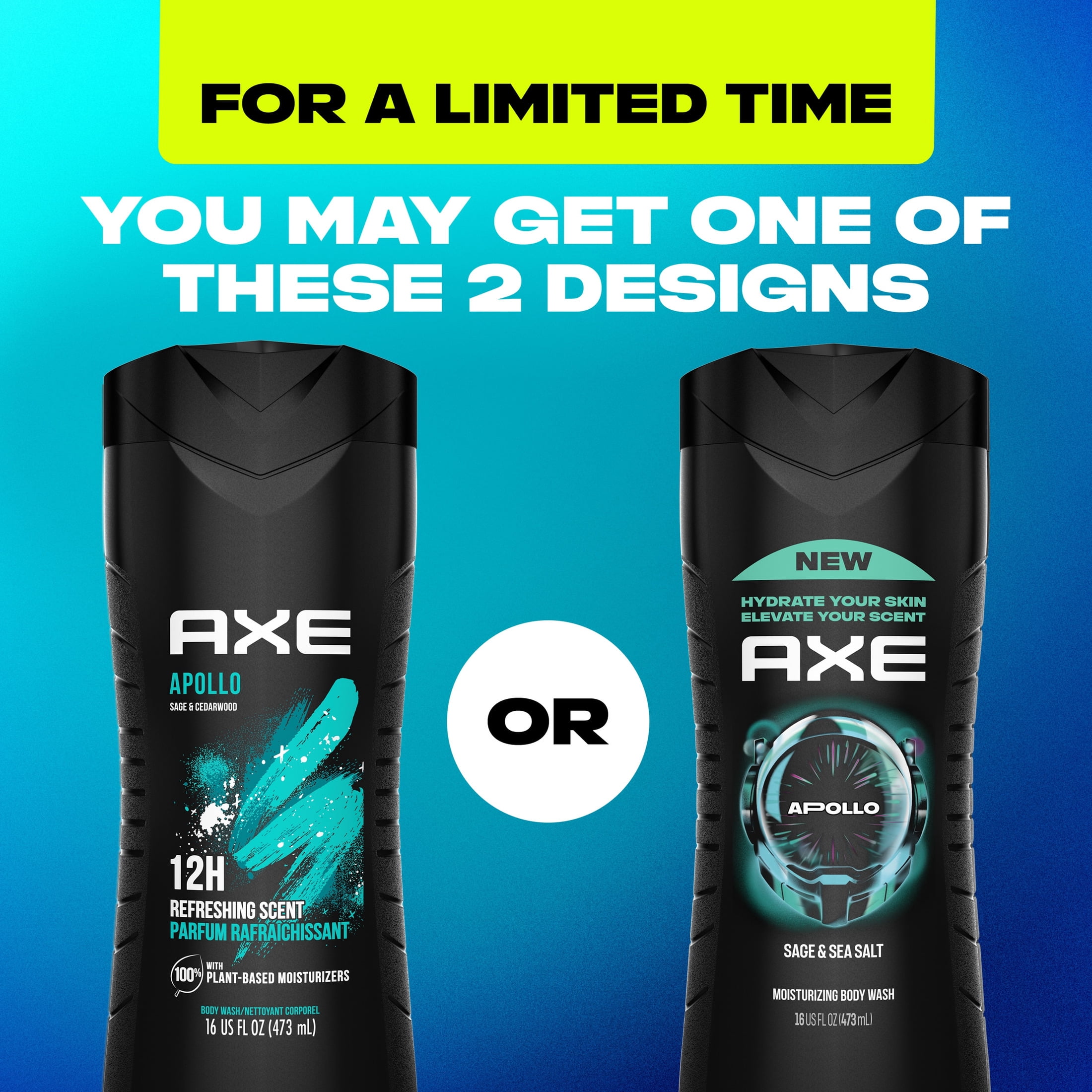 AXE Body Wash Moisturizing Apollo Paraben-Free & Sulfate-Free, 16 fl oz Twin