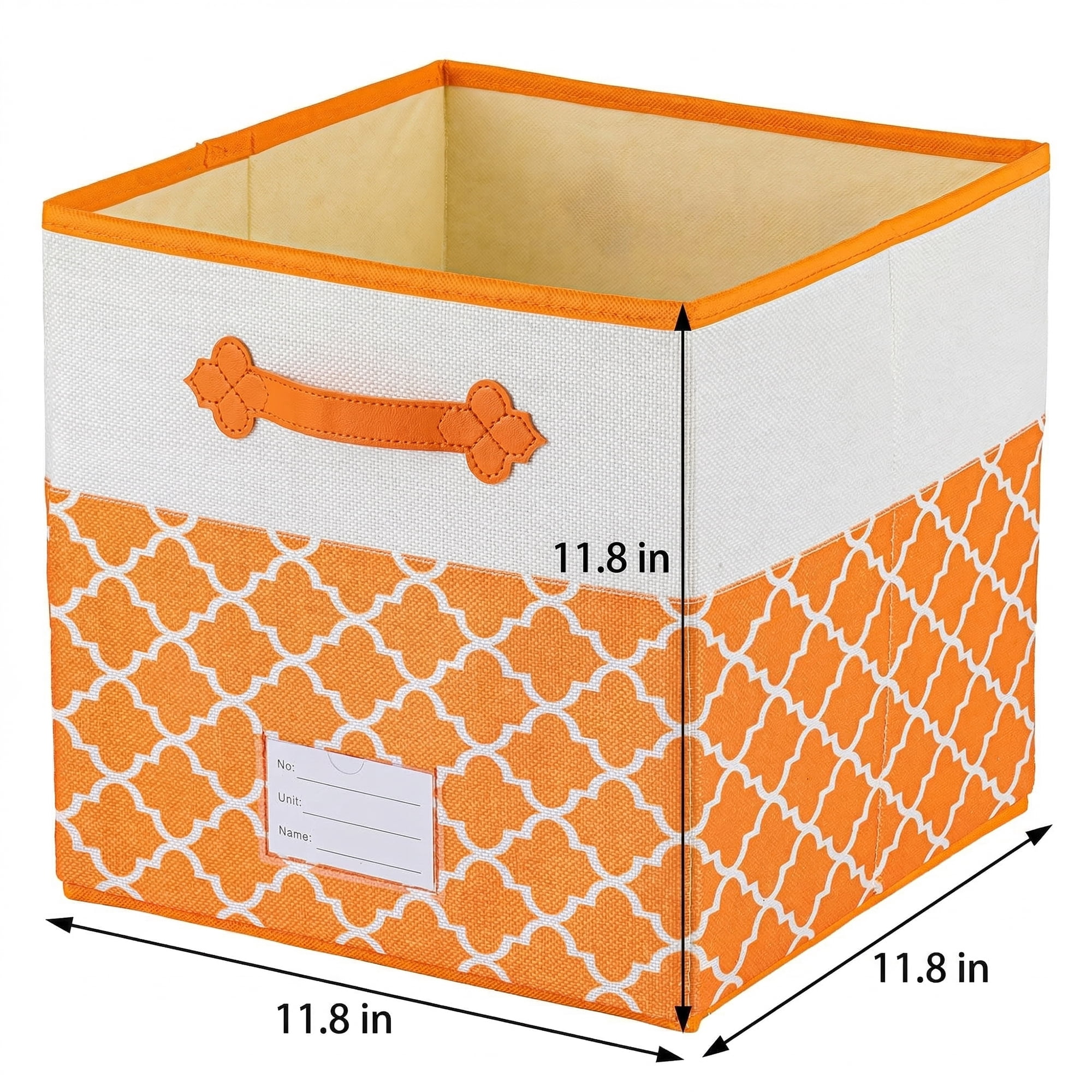 Unique Bargains Storage Basket with Handle for Organizing Objects Orange 11.8"x11.8"x11.8"