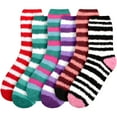 thumbnail image 2 of Women's Super Fuzzy Crazy Colorful Fun Cute Cozy Striped Socks - 6 Pairs - Assortment S4, 2 of 5