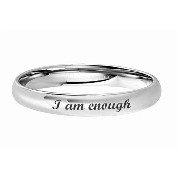 3mm Silver Dome Tungsten I Am Enough Rings