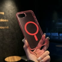 ELEHOLD Case for iPhone 16e, Sparkling Shockproof Glitter Transparent Magnetic Case Cover,Pink