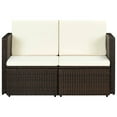 thumbnail image 2 of vidaXL 2 Seater Garden Sofa with Cushions Brown Poly Rattan, 2 of 5
