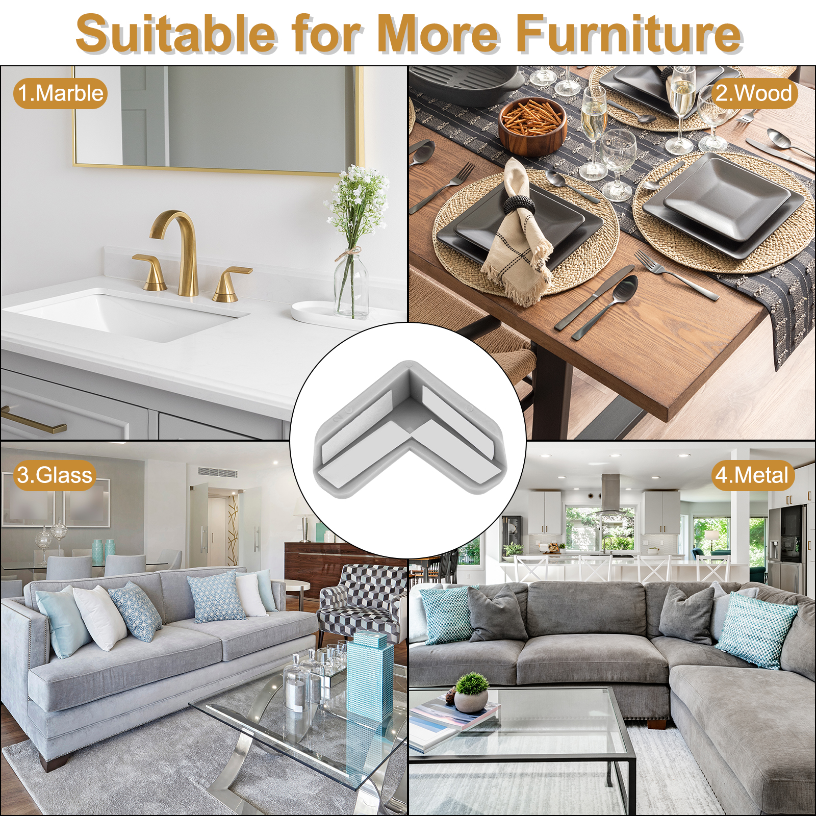 Unique Bargains Corner Protectors for Table Edges Furniture Safety Shapes Gray
