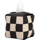 thumbnail image 1 of Tissue Box Cover, Square Tissue Box Holder, Modern PU Leather Weave, Stylish Checkerboard Design for Living Room, Decorative Shelf, Bathroom Counter Top, Bedside Table, Desk (Black), 1 of 5