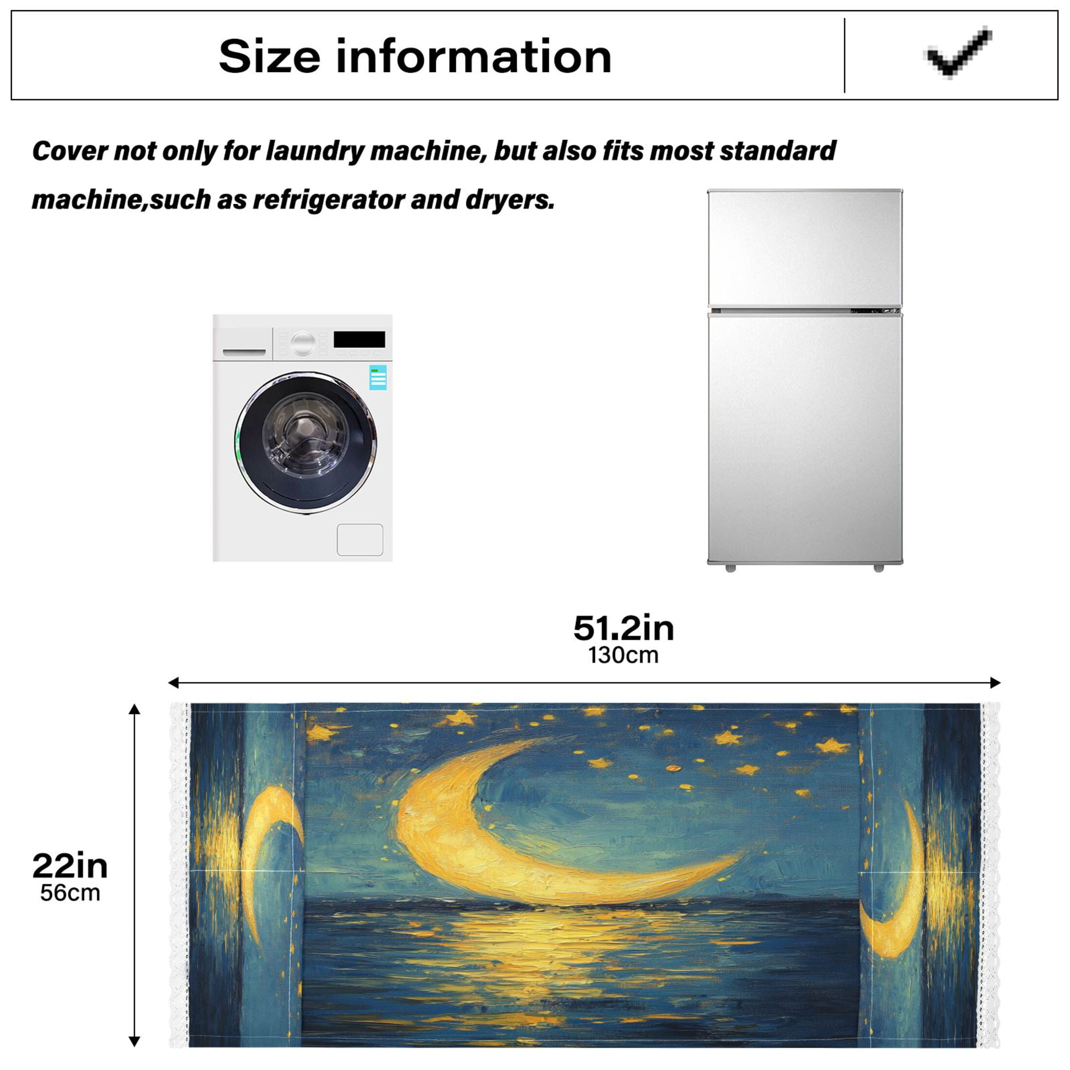 WOBOGO Moon Stars Oil Painting Pattern Washing Machine Cloth Dryer Refrigerator Top Cover Protective Non-Slip Mat For Kitchen Laundry