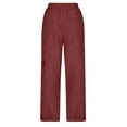 thumbnail image 4 of Manxivoo Cargo Pants for Women High Waisted Women's Loose Fit Summer Loungewear Baggy Elastic Waist Pant Straight Leg Trousers Cargo Pant Dickies Work Pants Watermelon Red, 4 of 4