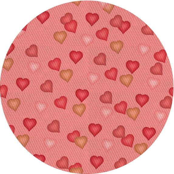 Ahgly Company Indoor Round Patterned Ruby Red Area Rugs, 5' Round