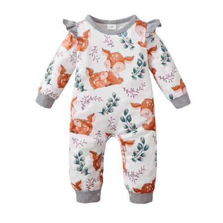 

NZRVAWS Romper For Infant Baby Girls 12 Months Baby Girls Jumpsuit Onesies Bodysuit 18 Months Baby Girls Foxes Print Romper White