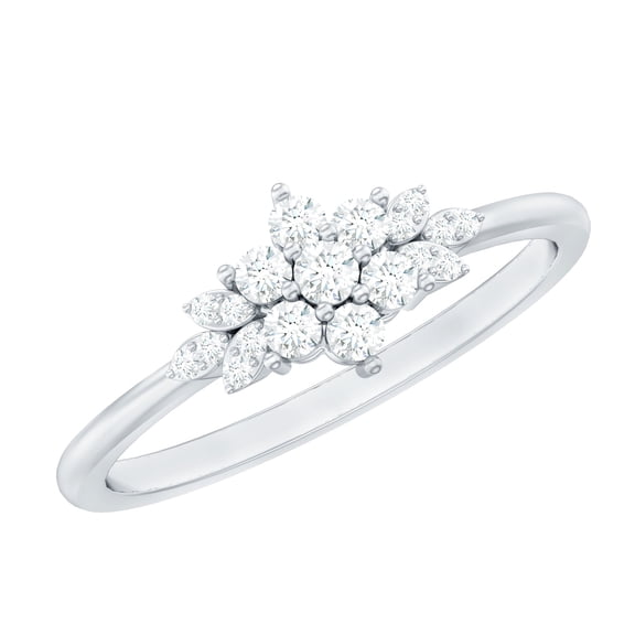 Diamond Cluster Promise Engagement Ring for Women (HI-SI Grade), 925 Sterling Silver, US 4.00
