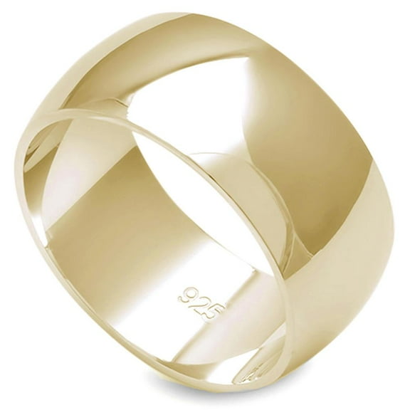 Gold-Tone Sterling Silver Round Plain Bridal Band Ring 9MM Size 6