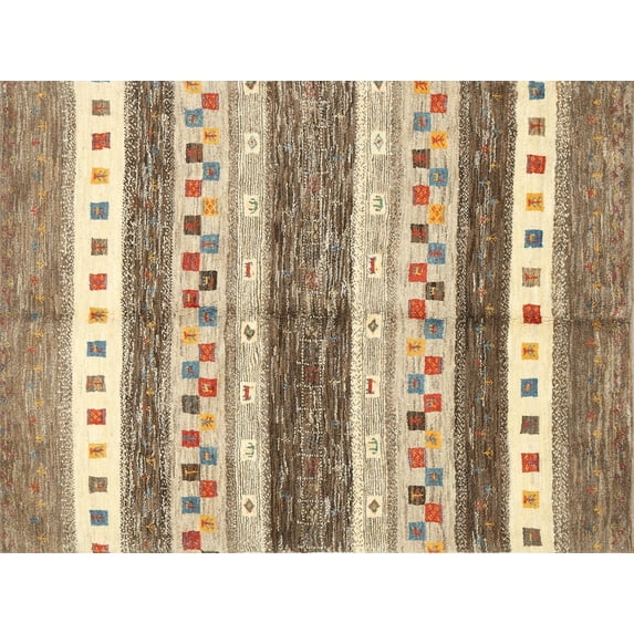 Ahgly Company Machine Washable Indoor Rectangle Contemporary Sienna Brown Area Rugs, 6' x 9'