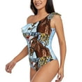 thumbnail image 2 of Haiem Christmas Horse Women's One Piece Swimsuits Tummy Control One Shoulder Bathing Suits Ruffle Swimwear-Medium, 2 of 8