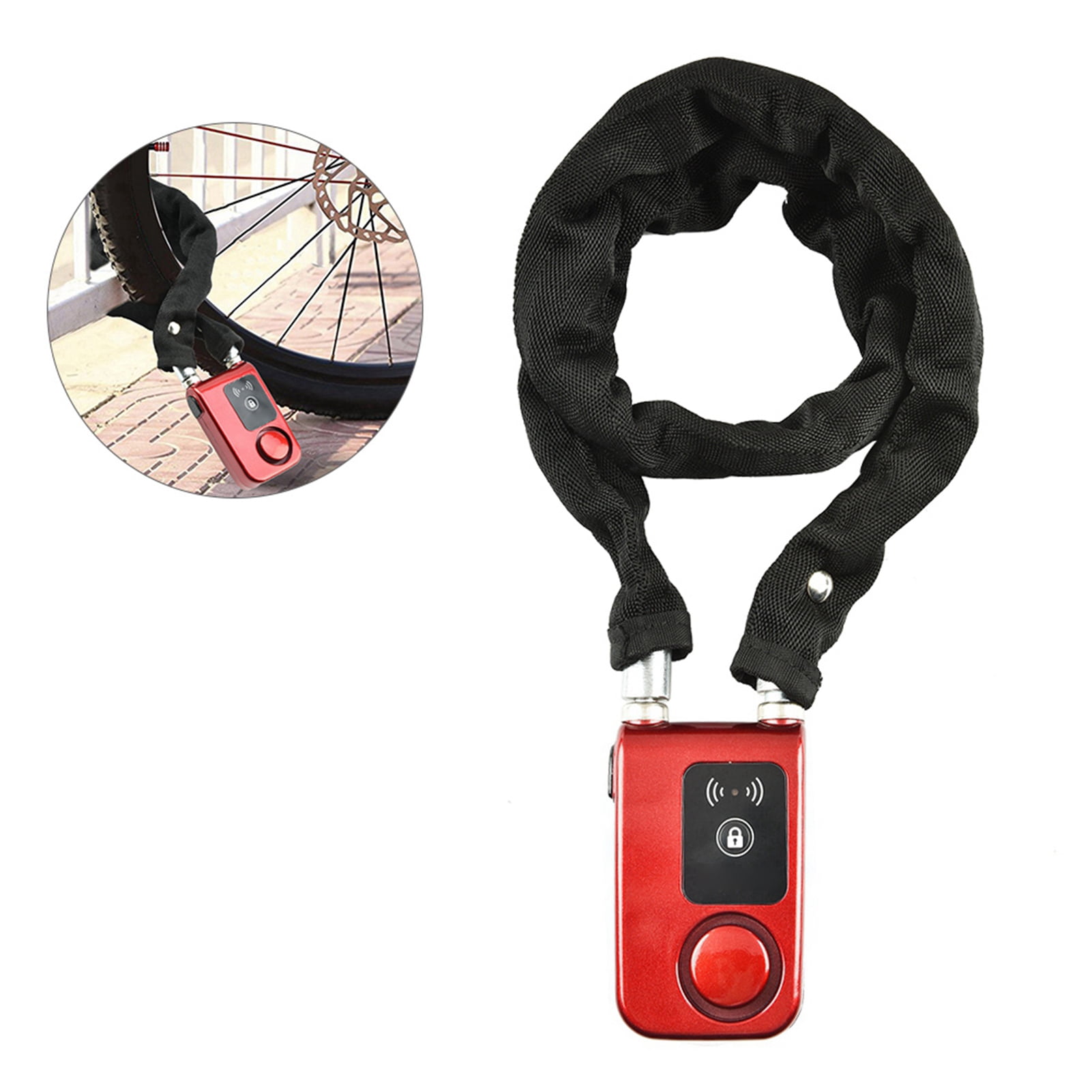 YAHHU Y797G Waterproof Smart Bluetooth Bicycle Chain Lock - Anti Theft Smartphone App Control Electronic Keyless Entry Bike Security System, Red (9.45 inches / 24 cm)