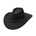 thumbnail image 2 of segolike Cowboy Cowgirl Hat Flat Brim Cowboy Hat Costume Clothes Accessories Sun Hat Cowgirl Sombrero Caps for Adults Festival Travel Black, 2 of 7