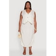 thumbnail image 3 of Womens Plus Size Linen V-Neck Cropped Vest, 3 of 5