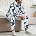 thumbnail image 5 of Mens Pajamas Set, Navy Blue Anchor Button Down Long Sleeve Loungewear Sleepwear Pjs sets for Men, 5 of 5