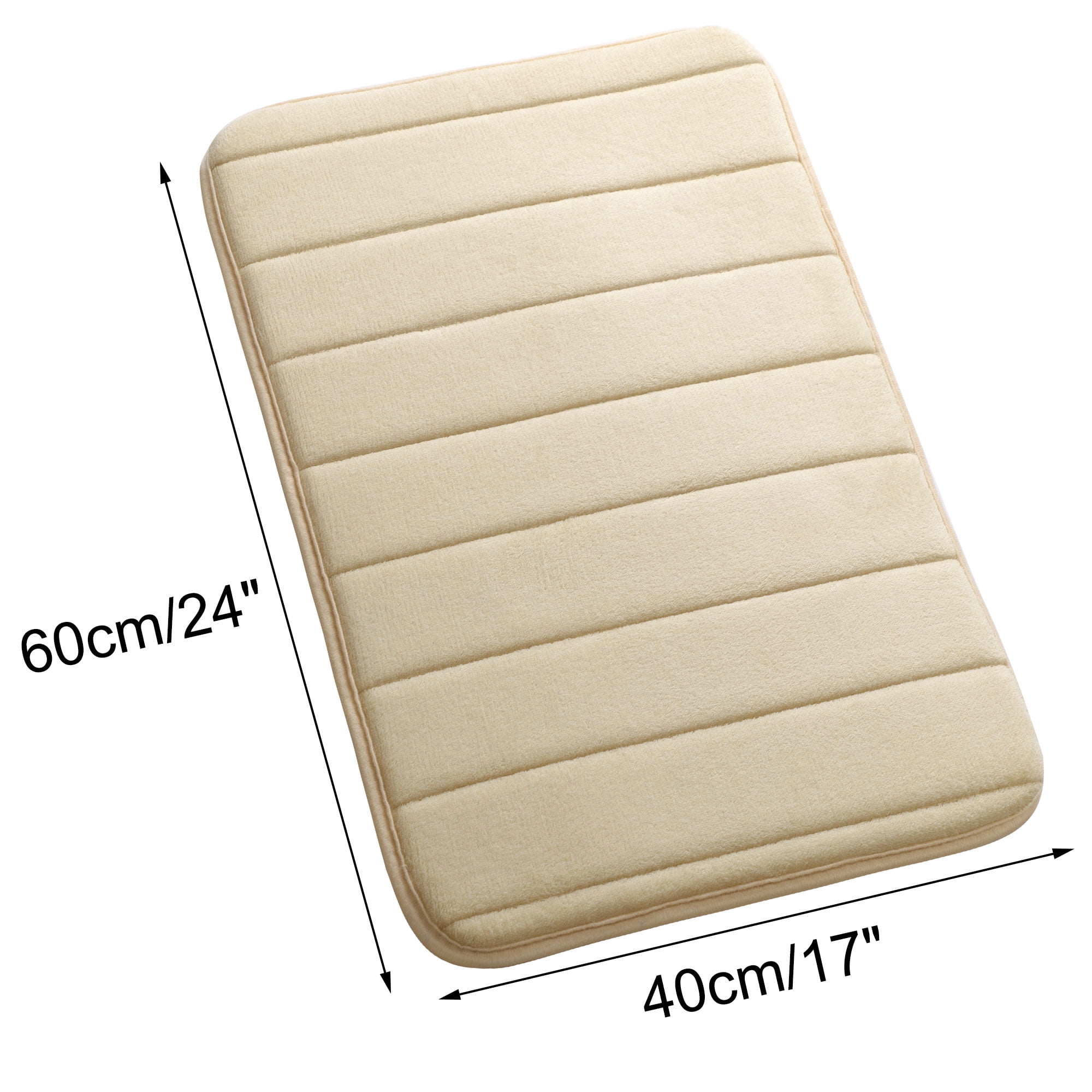 REGALWOVEN 2Pcs Memory Foam Bath Mat Non Skid Velvet Absorb Water Bath Rug  for Bathroom Kitchen Soft Carpet Beige