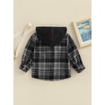 thumbnail image 4 of Bagilaanoe Toddler Baby Boy Hooded Jacket Plaid Long Sleeve Single-Breasted Shacket Coat with Pockets 1T 2T 3T 4T 5T 6T Kids Fall Casual Outwear, 4 of 8