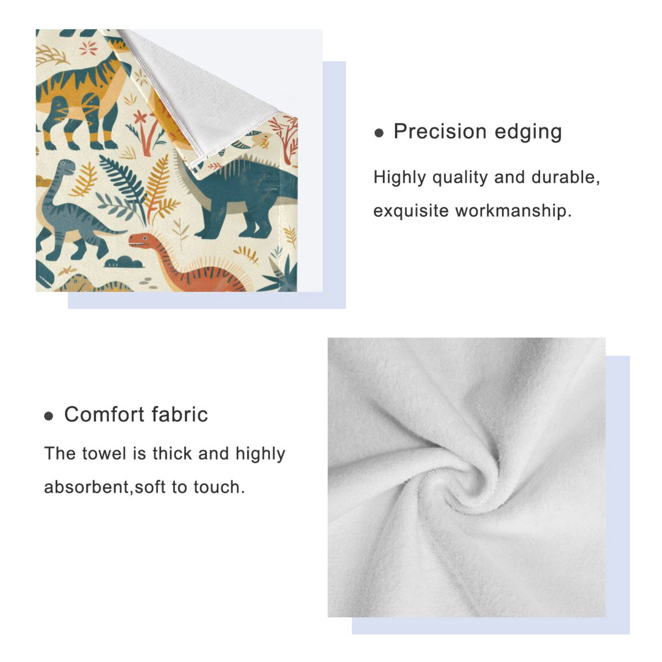 Three-Piece Towel Set Face Towel Towel Set Hand Towel Bath Towel Cotton Bath Towels Bath Towel Sets Hand Bath Towels Green Dinosaur