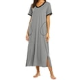 thumbnail image 5 of Hanerdun Women Nightgown Female Solid Color Midi Night Dresses Sleepwear Gray S, 5 of 5