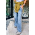 thumbnail image 6 of Women's Beau Blue Wide Leg Jeans with Leopard Striped Side Panels – Casual Everyday Style, 16, 6 of 7