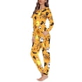 thumbnail image 2 of Renewold Halloween Holiday Women Pajamas for Fall Spring Winter Soft Ghosts Pumpkins Top & Pants Set Cozy Skin Friendly Long-Sleeve Sleepwear Sweatsuit Size S,Pack of 2, 2 of 5